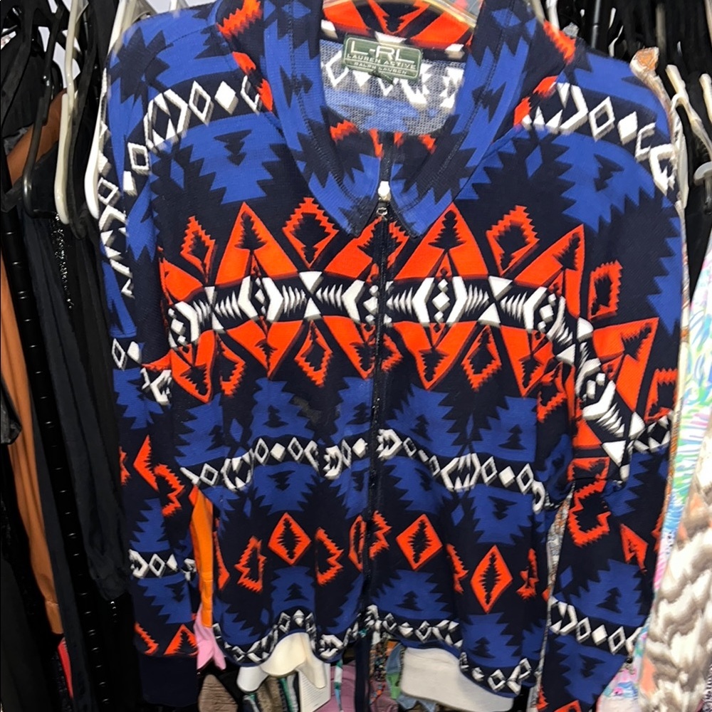 Vintage Geometric Jacket - Blue and Orange